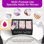 Tampons Holder for Bathroom, Pad and Tampon Organizer with Tray Lid, Wooden Feminine Product Shark Week Tampon Storage Organizer, Bathroom Accessories Small Storage Box - Black