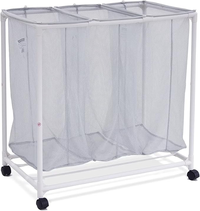 SEDLAV 3 Bag Mesh Rolling Sorter Laundry Cart