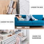 HOMELUX THEORY 2pc Under Bed Storage Containers, Bedroom Under the Bed Drawer Storage Organizer with Bins and Lids, Medium Underbed Clothes Storage Box Ideal for Blanket, Fabric, & Shoes (Ivory)