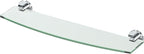 Gatco 4666 Reveal Glass Shelf, Chrome | Wall Mounted 20.13" W X 5.40" D Curved Tempered Glass Shelf | Floating Glass Shelf for Bathroom Storage