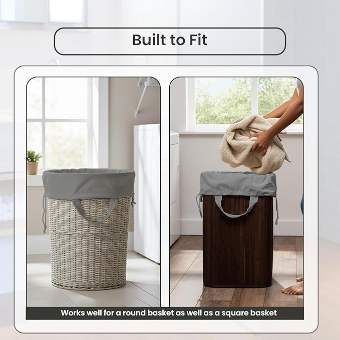 LFH Home Cotton Canvas Large Laundry Bag with Handle, Heavy Duty Drawstring Closure Washable Laundry Bags, School Travel, Home, Hotel, College Dorm, Organizer Sack, Toys Clothes 24x36 (Pack of 4)-Grey