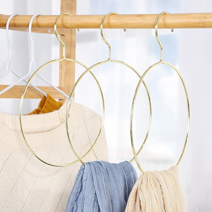 Round Clothes Hangers Metal Scarf Organizer Circular Holder for Closet Storage Home Laundry Accessories 10.03X7 Inch