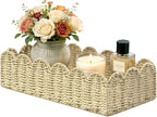 15" x 7.1" x 4" Scalloped Edge Paper Rope Basket, Toilet Paper Storage & Cozy Living Room Decor Basket for Over Toilet Shelf, End Table, Beige