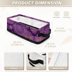 Bathroom Storage Bins Collapsible Rectangular Basket Versatile Cabinet Organizer Modern Fabric Toilet Paper Basket for Home Living Room Office Decor, Dark Violet Boho Flower