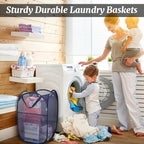 6Pcs Mesh Pop Up Laundry Hamper, FHDUSRYO Foldable Pop Up Hamper, Collapsible Laundry Basket with Carry Handles, Portable Dirty Clothes Basket with 6 Wash Bags, Mesh Hamper for Dorm Bedroom Travel