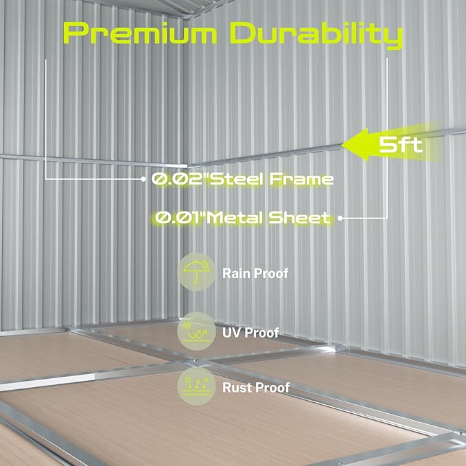 5' x 3' Outdoor Storage Shed, Sturdy Metal Building w/Floor and Lockable Doors for Garden, Backyard, Poolside and Lawn, Brown