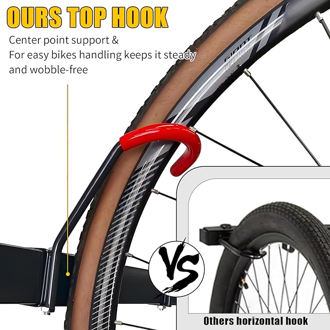 Freestanding 5 Bikes Stand w/Upgrade Hooks, 52" Heavy Duty Garage Vertical Storage Rack for Storage, Bike Floor Stand Indoor Outdoor Bicycle Organizer