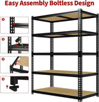 Heavy Duty Garage Storage Shelves, 3000 Lbs Capacity, 5-Tier Adjustable Storage Shelving Unit, 48" L x 24" W x 72" H Metal Shelving Racks for Kitchen Pantry Basement Bathroom Laundry