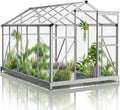 Vasitelan 6 x 10 FT Outdoor Greenhouse, Polycarbonate Greenhouse with Aluminum Frame for Backyard, Green Houses for Outside Garden Backyard, Patio (Silver)