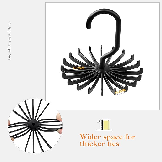 IPOW 2 Pack Updated Twirl Tie Rack Belt Hanger Holder Hook for Closet Organizer Storage