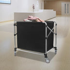 Commercial Laundry Cart with Wheels,Folding Laundry Hamper Cart,Heavy Duty Rolling Laundry Basket with Large Capacity,Laundry Sorter Trolley for Home Hotel Apartment (Black, 35.43 * 23.62 * 34.65in)
