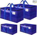 Moving Storage Bags, Moving Supplies Packing Boxes for Moving, Camping, College Dorm Room Essentials for Girls, Blue Tote Bags, Heavy-Duty Storage Bins With Lids And Zippers, 76L 4 Pack