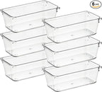 Ravinte 6 Pack Drawer Organizer - 3" X 6" Plastic Storage Bins, Acrylic Organizers with Non-Slip Pads Clear Desk Storage Tray for Makeup, Jewelries, Kitchen Utensils, Bathroom and Office