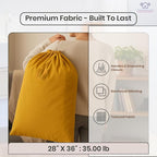 LFH Home Cotton Canvas Large Laundry Bag with Handle, Heavy Duty Drawstring Closure Washable Laundry Bags, School Travel, Home, Hotel, College Dorm, Organizer Sack, Toys Clothes 28x36-Yellow