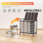 Laundry Sorter 4 Sections 48 Gal, Rolling Laundry Basket with Lockable Wheels and Lid, Laundry Hamper with 4 Separated Removable Bags Dirty Clothes Hamper for Laundry Room Organizer, Grey