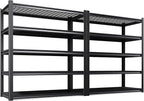 2Pack Storage Shelves 5-Tier Heavy-Duty Steel Storage Shelving Unit Adjustable Boltless Rack, 2500 lbs Capacity – Durable Organizer for Garage, Kitchen, Basement & Workshop 71”x46”x17.7” Black