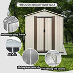 Heavy-Duty Outdoor Garden Shed with Aluminum Alloy Frame, Hinged Door, and Stable Foundation for Secure Storage (5x3 Feet White)