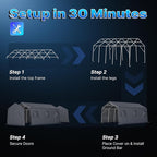 ADVANCE OUTDOOR 13x20 ft Carport 2 Roll up Doors & Vents Outdoor Portable Storage Shelter Garage Tent for Vehicle Boat Truck Anti-UV Snow Resistant Waterproof, Gray