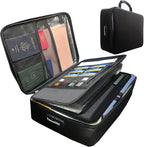 Yuanshikj Heat Insulated Fireproof Waterproof Safe File Organizer,Document Organizer Box with Lock Labels,Multi-Layer Portable Home Travel Safe Storage Box for Important Documents (Black)