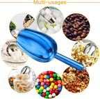 Metal Ice Scoop，Kitchen Ice Scooper for Ice Maker,Stainless Steel Small Ice Scooper for Freezer，Kitchen Gadgets Cookie Flour Pet Dog Food Scoop (Blue, 3oz)