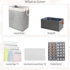 Large Collapsible Laundry Basket Hamper with Easy Carry Handle 65L, 5 in 1 Freestanding Clothes Hamper for Laundry, with Laundry Bags, Absorbing film, Storage Bin, Hanging Underwear Organizer