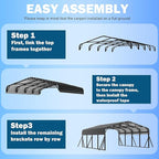 20X20 FT Metal Carport, Heavy Duty with Reinforced Galvanized Carports, Feature Weather Resistant Shelter Carport Canopy, Oversized Car Port for Boats, Cars, Trucks, and Tractors
