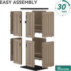YITAHOME Outdoor Tall Storage Cabinet with 4 Shelves, Waterproof Resin Vertical Tool Shed, Lockable 30 cu. ft. Storage Shed for Patio, Garden, Yard, Brown