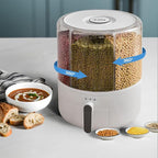 16lb Grain and Rice Storage Container, 6 Grid Rotating Dispenser, Airtight Rice Storage