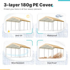 ADVANCE OUTDOOR 10x20 ft Heavy Duty Carport, Adjustable Height Garage Car Canopy Party Tent Boat Shelter, Beige