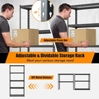 Giantex 5-Tier Storage Shelves, 35.5" x 12" x 72" Height Adjustable Metal Storage Utility Rack Shelf with Anti-Tipping Device, Heavy Duty Garage Shelving for Warehouse, Basement, Kitchen, Black