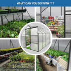 Polycarbonate Greenhouse with Rain Gutter and Roof Vent, Raised Base and Anchor Aluminum Heavy Duty Walk-in Green House, Outdoor Patio Sunroom with Sliding Door (Black, 122.44*74.8*76.77in)