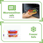 10 Pack Borosilicate Glass Meal Prep Containers with Locking Lids, Glass Food Storage Containers Set, Airtight Lunch Bento Boxes, BPA-Free & Leak Proof, 36oz & 14oz, Freezer, Oven Safe-Purple