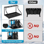Ski Storage Rack-Holder Garage - Freestanding Ski Equipment Organizer Ski Boot Snowboard Rack Stand Snow Gear Storage