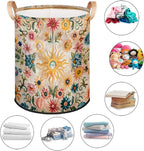 TropicalLife Collapsible Laundry Basket Large Laundry Hamper Waterproof Storage Bins with Leather Handles Clothes Nursery Hampers (Multicolored 3)