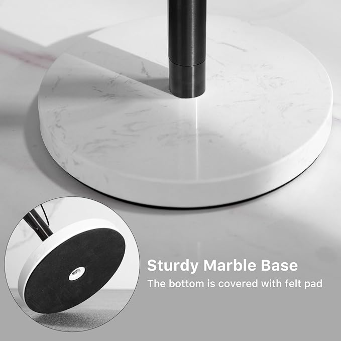 ZUNTO Standing Paper Towel Holder for Countertop, Stainless Steel Paper Towel Rack with Heavy-Duty Marble Base, Anti Slip, Paper Roll Holder for Kitchen Desktop, Simply Tear for One Hand