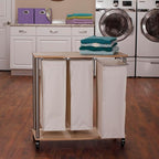 Household Essentials 3-Bag Laundry Sorter, Washable Linen Laundry Bags, 3-Load Capacity, Versatile, Light Ash