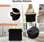 MinBoo Toilet Paper Basket, Storage with Lid, Toilet Paper Organizer for Bathroom, Free Standing Toilet Paper Holder with Storage,Black