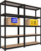 HOMEDANT House 36.2" W 5 Tier Heavy Duty Garage Shelving Adjustable Metal Rack Storage Shelves Standing Shelf Unit Organizers Pantry Closet Office Black 2Pack