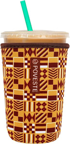 Reusable Neoprene Insulator Sleeve for Iced Coffee & Cold Soda, Coffee Sleeves for Iced & Hot Drinks, Cold Beverage Cooler Compatible with Starbucks, Dunkin (Team GFD, Medium: 22-24oz)