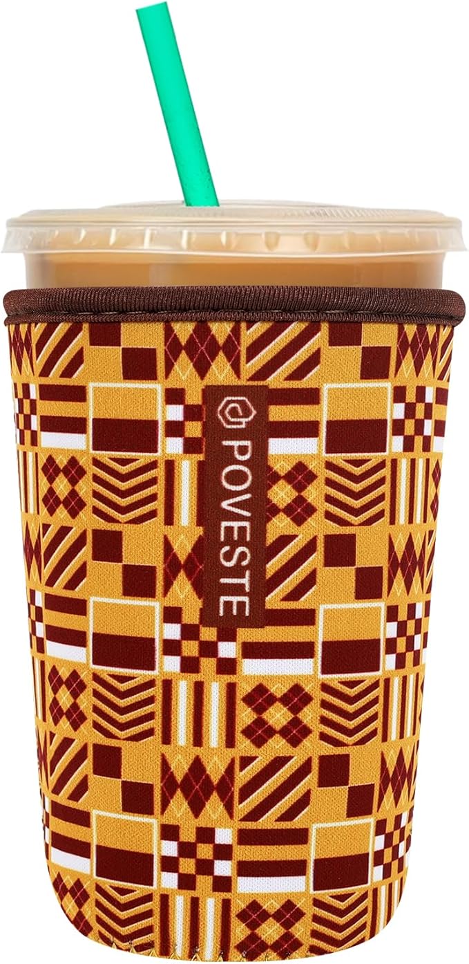 Reusable Neoprene Insulator Sleeve for Iced Coffee & Cold Soda, Coffee Sleeves for Iced & Hot Drinks, Cold Beverage Cooler Compatible with Starbucks, Dunkin (Team GFD, Medium: 22-24oz)