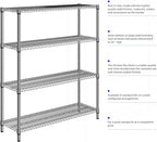 2800 LBS 59" W 4 Tier Storage Shelves Rack Metal Wire Shelving Unit, Storage Standing Shelf Organizer for Laundry Bathroom Kitchen Pantry Garage Utility Room, Chrome 17.7" D x 59.1" W x 70.4" H