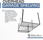 StoreYourBoard 4X8 Garage Storage Rack with Hooks, Ceiling Shelf Overhead Organization, Heavy Duty Steel Platform Holds 700 lbs, 96 in. x 48 in. x 40 in.