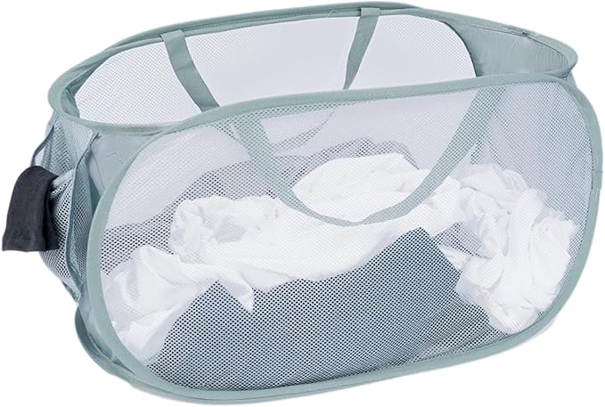 4 Pcs Mesh Popup Laundry Hamper, Opening Laundry Basket,Popup Laundry Basket with Durable Handles,Foldable Pop-up Mesh Hamper Dirty Clothes Basket for Clothes & Laundry-Home Organization