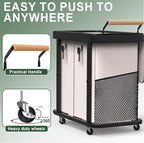 190L (50 Gal) Extra Large Fashion Laundry Hamper 2 Section with Lid, Rolling Laundry Basket Hamper with Handle, Laundry Organizer Storage Cart with Sturdy Metal Frame for Laundry Room, Hotel,White