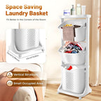 Laundry Basket, 3 Tier Sorter Clothes Storage Hampe Organizer Shelf Rolling Cart, Dirty Clothes Basket Laundry Basket with 4 360° Pulley, 55.12Lbs Load Porous Design