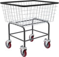 Heavy-Duty Wire Laundry Cart, 1.8 Bushel Rolling Laundry Basket with Wheels, Metal Commercial Wire Laundries Basket Cart for Clothes Storage and Organization (20 * 15.7 * 26in)