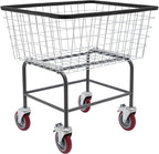 Heavy-Duty Wire Laundry Cart, 1.8 Bushel Rolling Laundry Basket with Wheels, Metal Commercial Wire Laundries Basket Cart for Clothes Storage and Organization (20 * 15.7 * 26in)