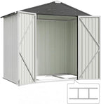 Devoko 6 x 4 FT Metal Storage Shed with Floor Frame Waterproof Garden Tool Shed with Lockable Door, Outdoor Shed Storage House for Backyard Patio Lawn, White