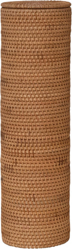 Creative Co-Op Woven Rattan Toilet Paper Roll Storage with Lid, Natural