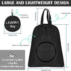 Sylfairy 2 Pack XL Laundry Bag with Strap,Heavy Duty Travel Laundry Bag,Rip-Stop Dirty Clothes Shoulder Bag with Drawstring,Easy Fit a Laundry Hamper or Basket Travel Essentials (Black)